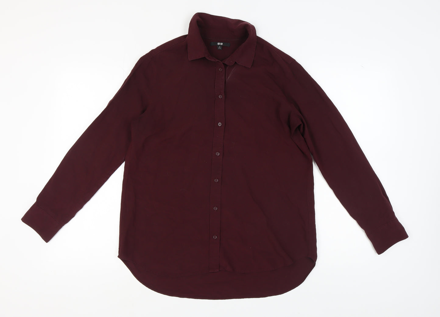 UNIQLO Women's Red Button-Up Shirt, M, Collared Style