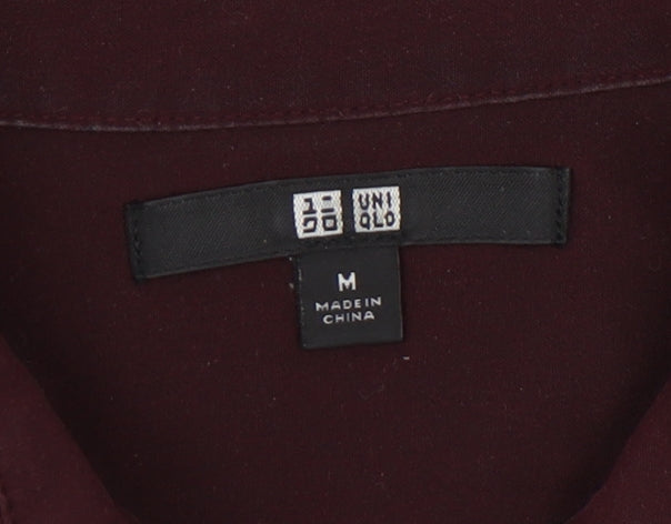 UNIQLO Women's Red Button-Up Shirt, M, Collared Style