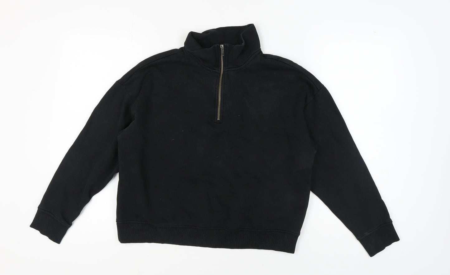 Monki Women's Black 2XS Fleece Sweatshirt 1/4 Zip