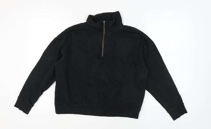 Monki Women's Black 2XS Fleece Sweatshirt 1/4 Zip