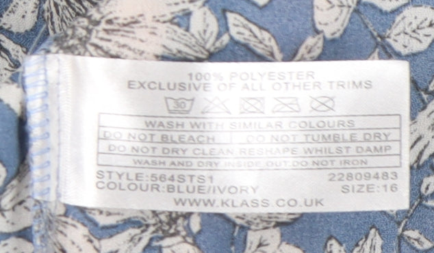 Klass Women’s Blue Floral Tunic Blouse Size 16