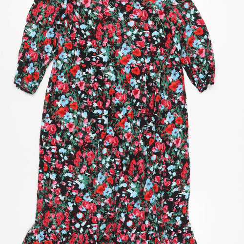 M&Co Women's Black Floral Dress Size 10