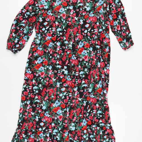 M&Co Women's Black Floral Dress Size 10