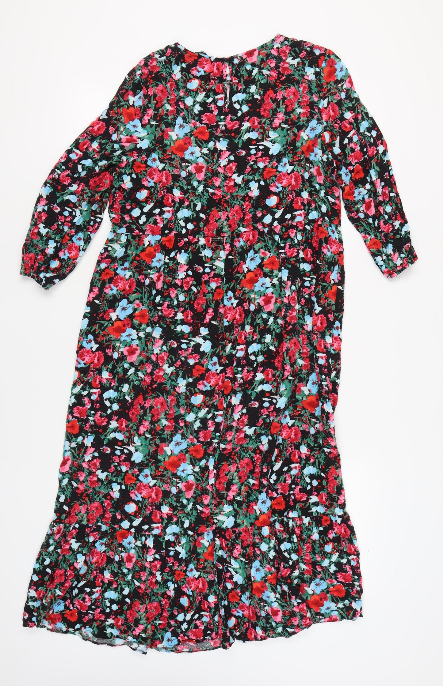 M&Co Women's Black Floral Dress Size 10