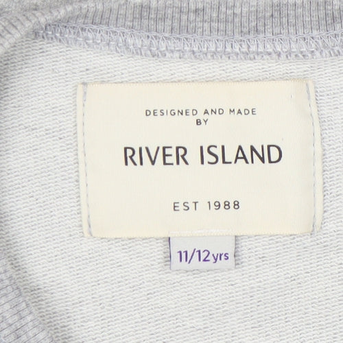 River Island Girls Grey Graphic Print Sweatshirt 11-12 Years