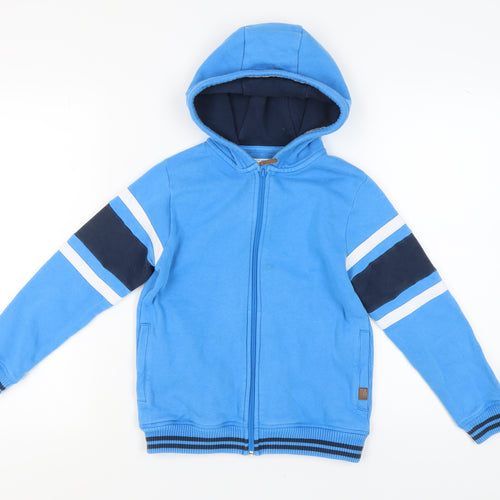 Next Boys Blue Hoodie, Age 9, Striped Zip Sports Style