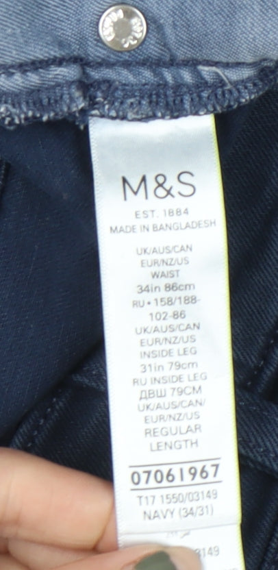 Marks and Spencer Men's Blue Tapered Jeans 34