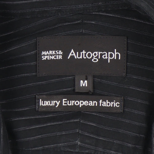 Marks and Spencer Men's Black Striped Long Sleeve Shirt