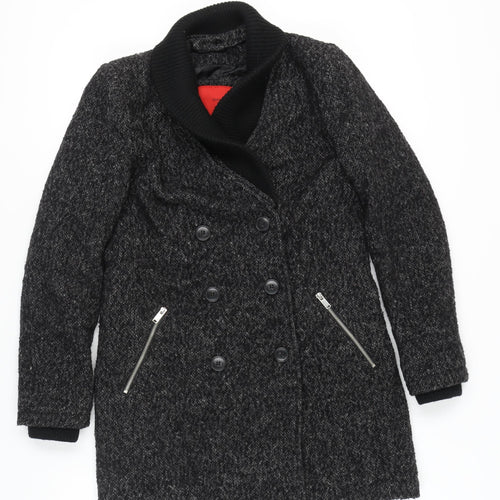 Mango Women's Black Pea Coat Size S - Stylish Business Wear