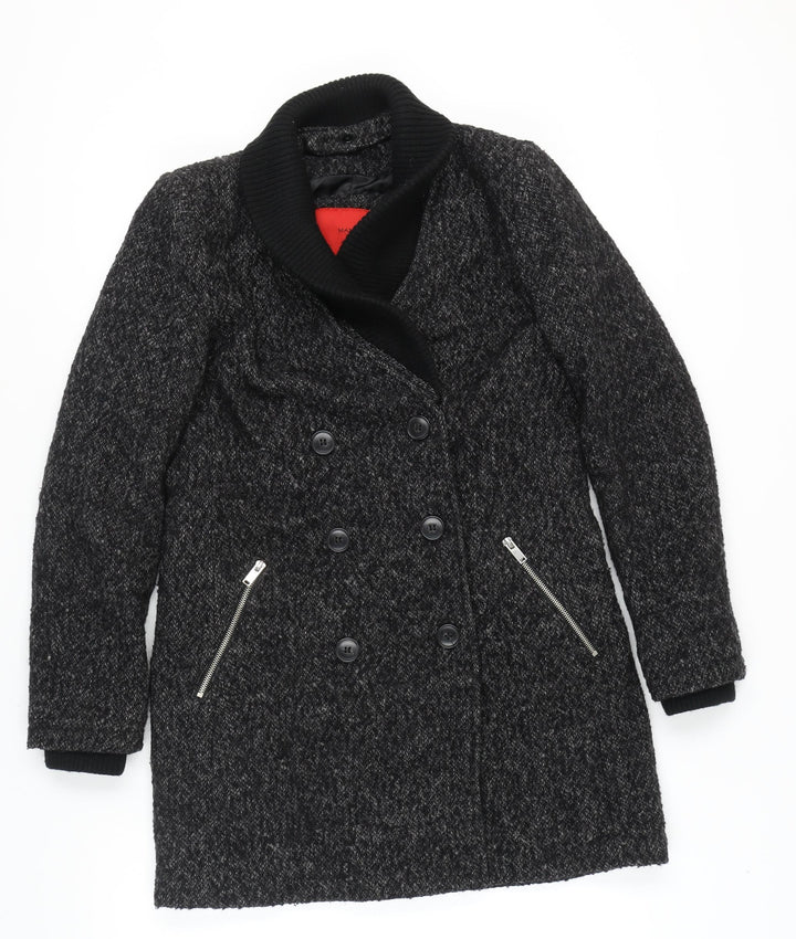 Mango Women's Black Pea Coat Size S - Stylish Business Wear