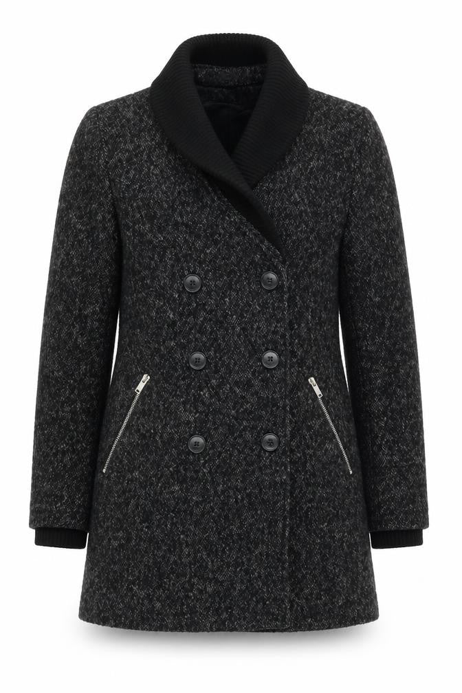 Mango Women's Black Pea Coat Size S - Stylish Business Wear