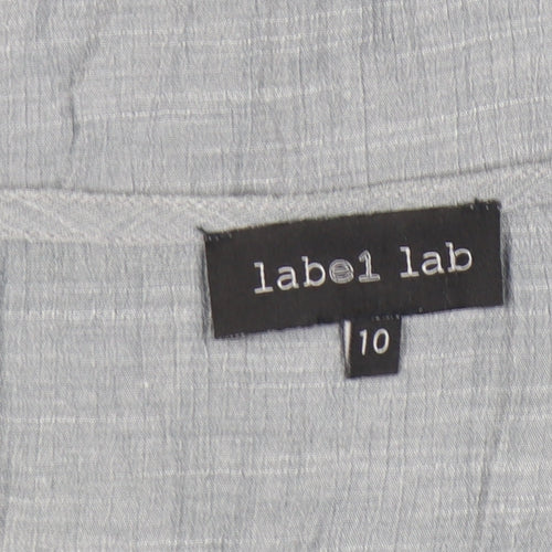 label lab Women Grey V-Neck Blouse, Size 10, Relaxed Fit
