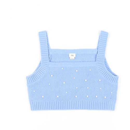 River Island Girls Blue Cropped Knit Tank Top 11-12 Years