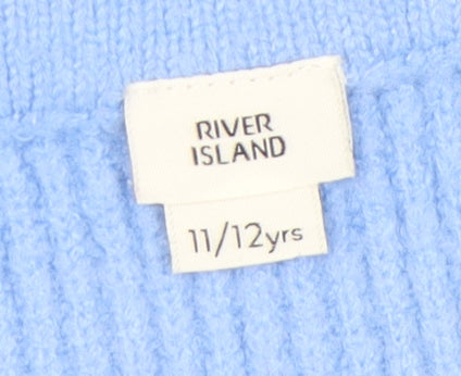 River Island Girls Blue Cropped Knit Tank Top 11-12 Years