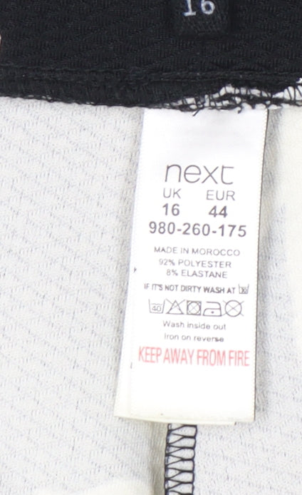 Next Women's Black Floral Cropped Trousers - Size 16