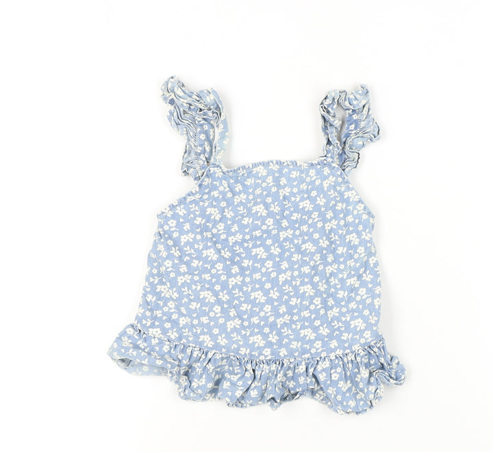 Marks and Spencer Girls Blue Floral Camisole Tank 6-7 Years