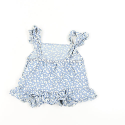 Marks and Spencer Girls Blue Floral Camisole Tank 6-7 Years