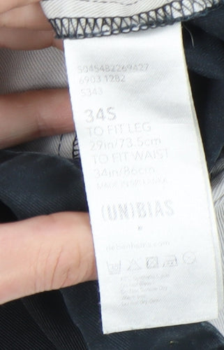 UNBIAS Men's Black Chino Trousers 34S Straight Fit
