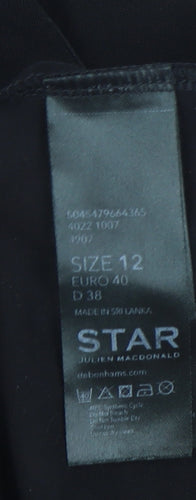 STAR by Julien Macdonald Black Top, Women's Size 12, 3/4 Sleeve