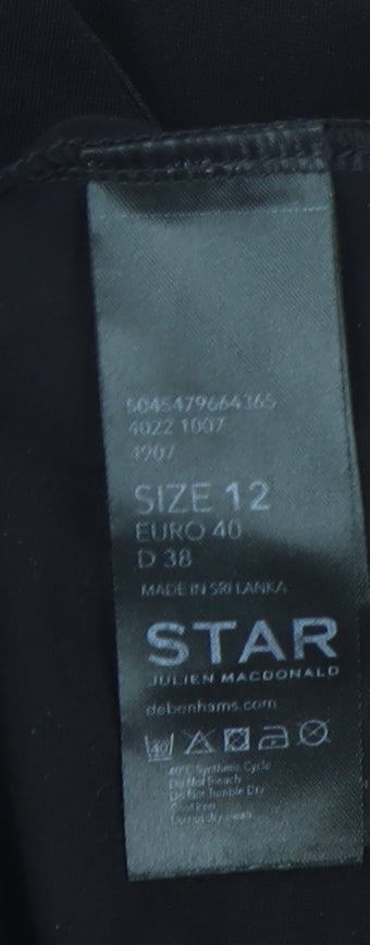 STAR by Julien Macdonald Black Top, Women's Size 12, 3/4 Sleeve