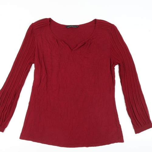 David Emanuel Women's Red Blouse - Size 12, V-Neck