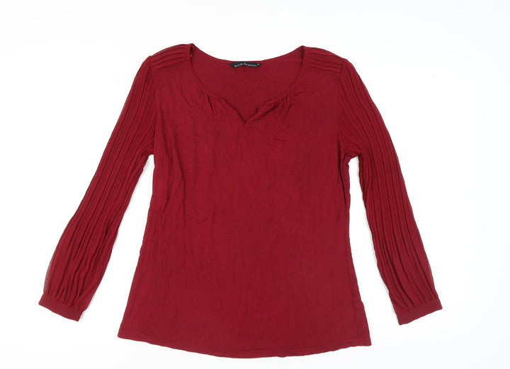 David Emanuel Women's Red Blouse - Size 12, V-Neck