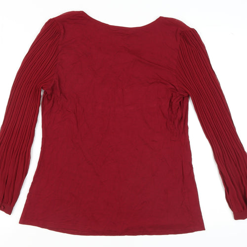 David Emanuel Women's Red Blouse - Size 12, V-Neck