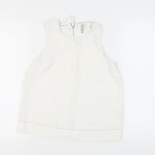 Stradivarius Women's White Tank Top, M, Sleeveless, Zip Closure