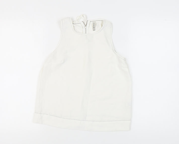 Stradivarius Women's White Tank Top, M, Sleeveless, Zip Closure
