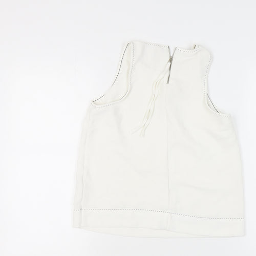 Stradivarius Women's White Tank Top, M, Sleeveless, Zip Closure