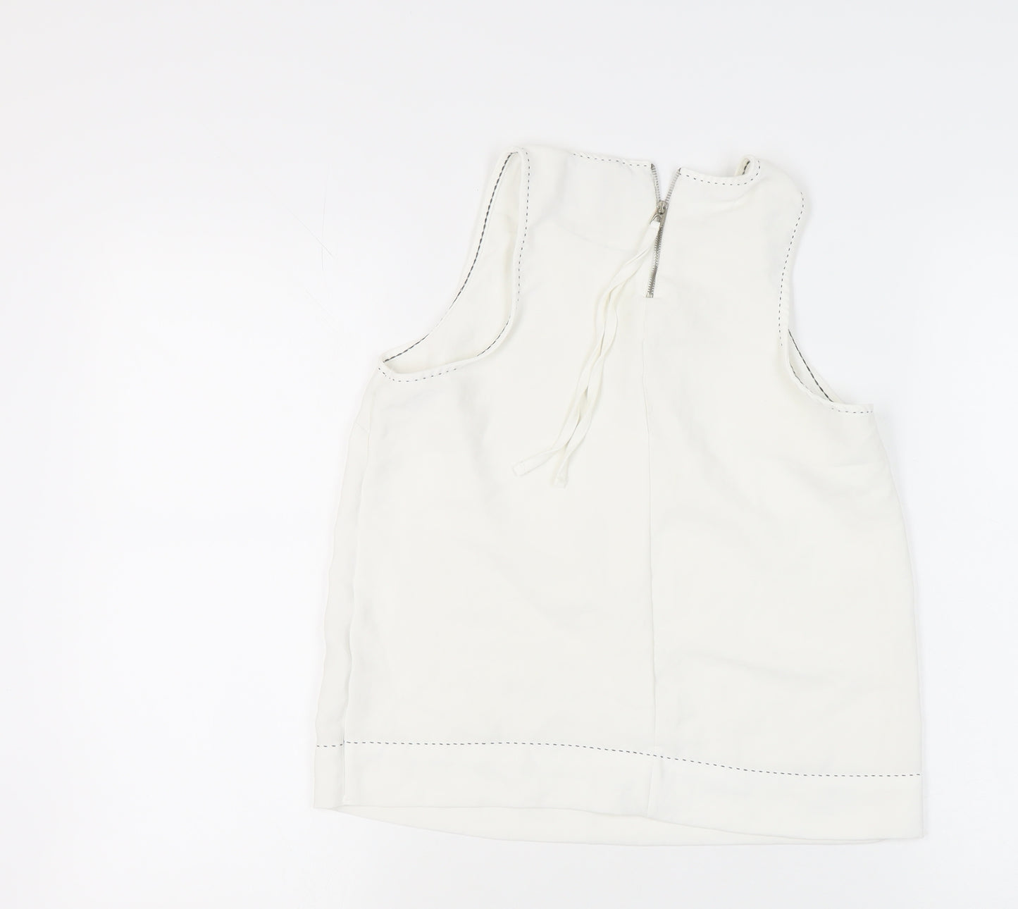 Stradivarius Women's White Tank Top, M, Sleeveless, Zip Closure