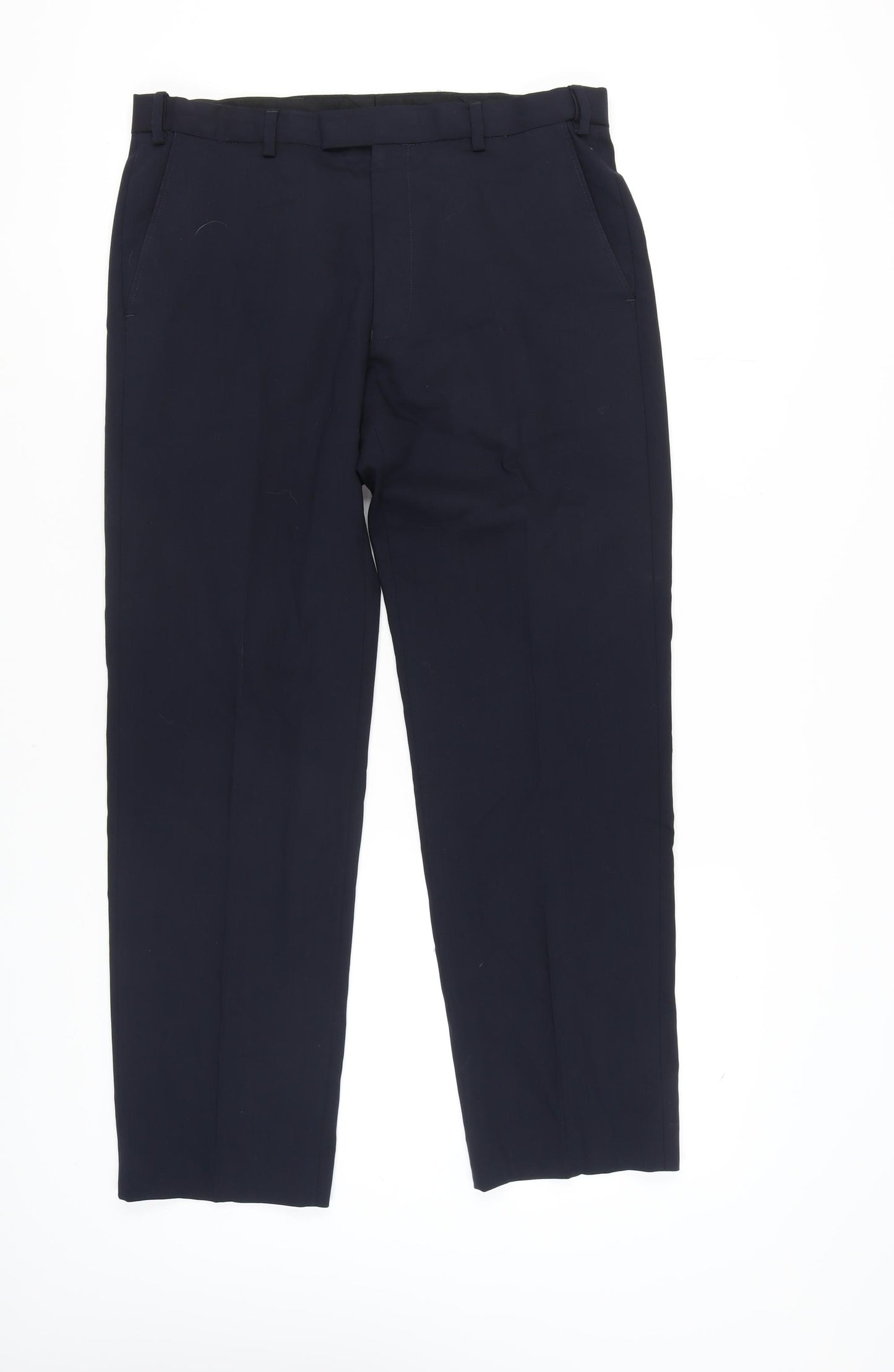Marks & Spencer Men's Blue Dress Trousers, Regular Fit, Size 34