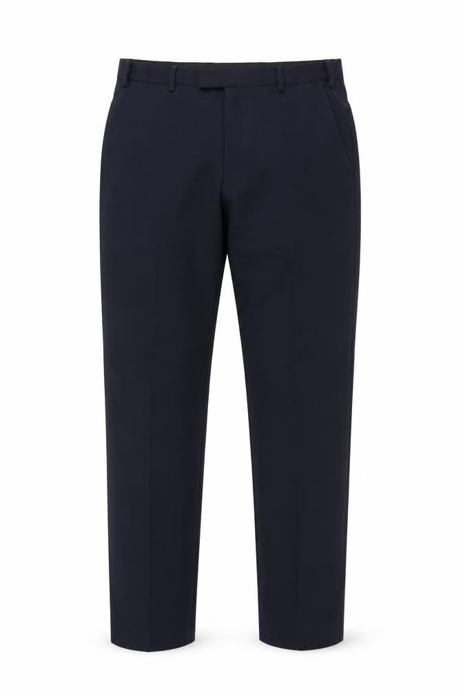 Front view of Marks & Spencer Men's Blue Dress Trousers, Regular Fit, size 34
