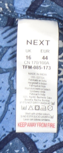 Next Women's Blue Floral Cotton Camisole Tank Top, Size 16