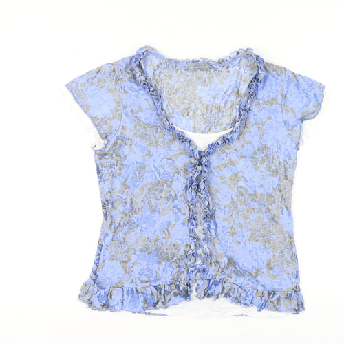 Marks and Spencer Women's Blue Floral Blouse Size 16