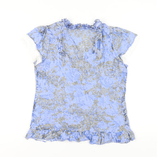 Marks and Spencer Women's Blue Floral Blouse Size 16