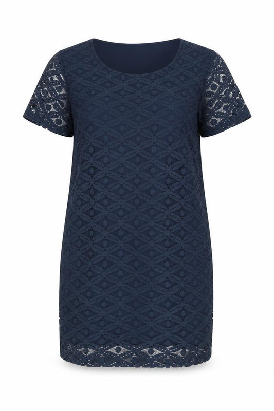 Front view of Vero Moda Women's Blue Lace Dress, size M