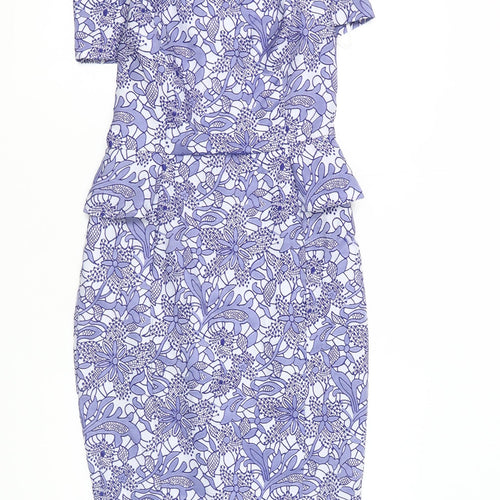 New Look Women's Blue Floral Sheath Dress Size 6