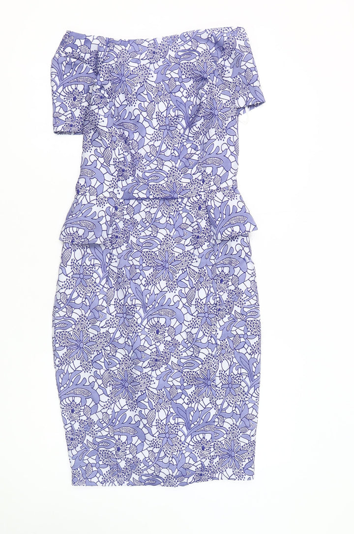 New Look Women's Blue Floral Sheath Dress Size 6