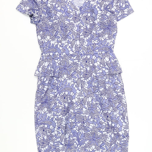 New Look Women's Blue Floral Sheath Dress Size 6