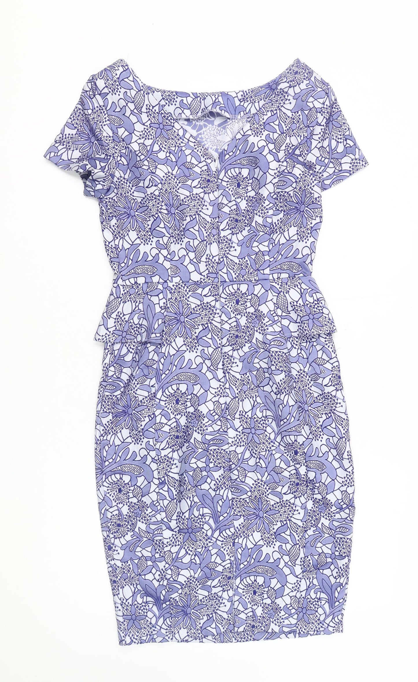 New Look Women's Blue Floral Sheath Dress Size 6