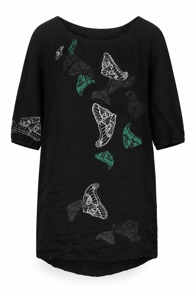 Front view of Truly by Part Two Women's Black Butterfly Dress, size 10
