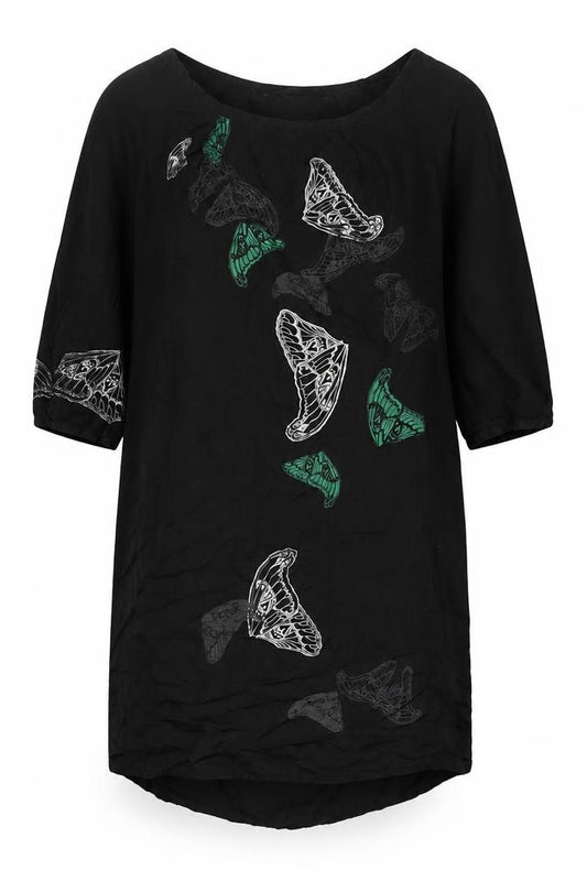 Front view of Truly by Part Two Women's Black Butterfly Dress, size 10