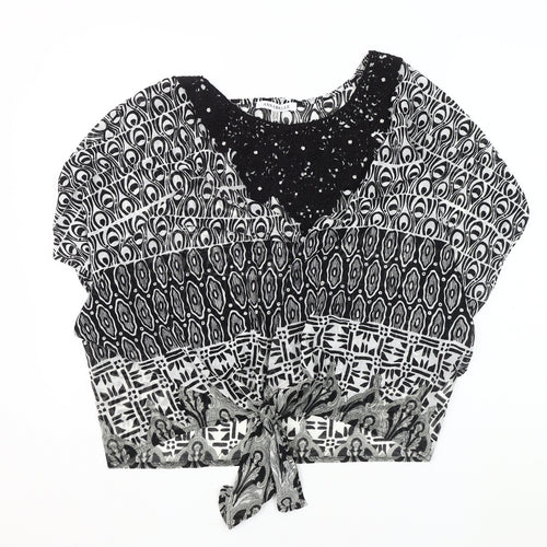 Annabelle Women's Black Geometric Top Size 14