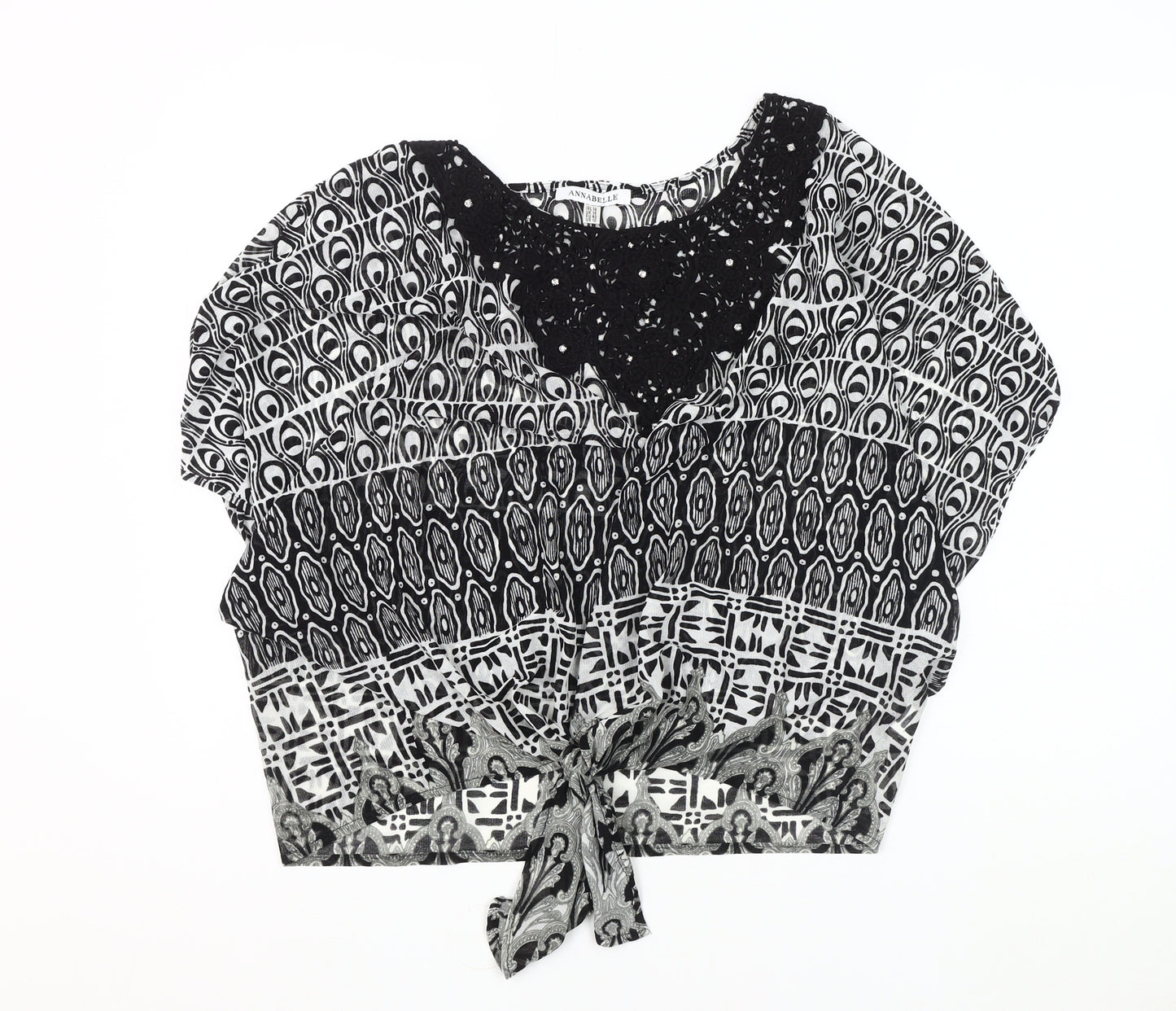 Annabelle Women's Black Geometric Top Size 14