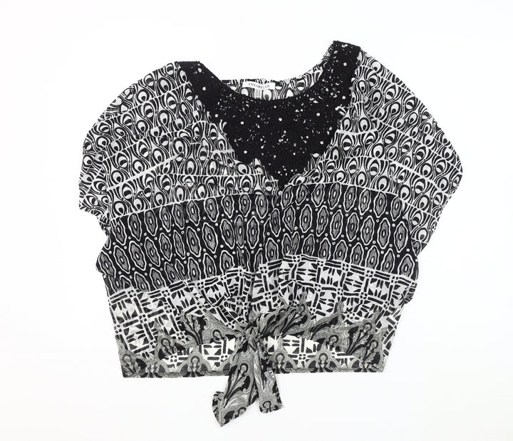 Annabelle Women's Black Geometric Top Size 14
