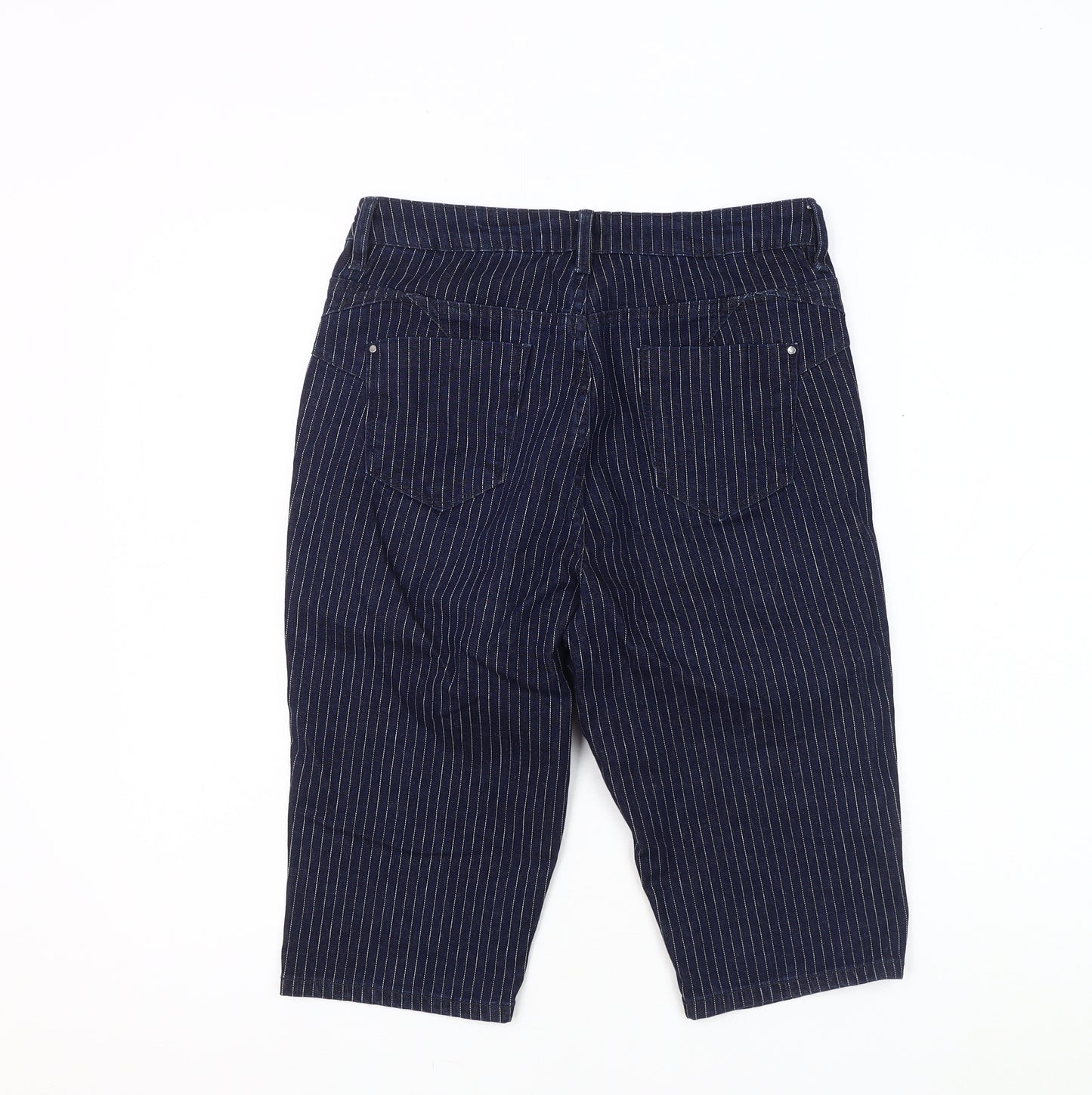Marks and Spencer Women's Blue Pinstripe Chino Shorts, UK 10