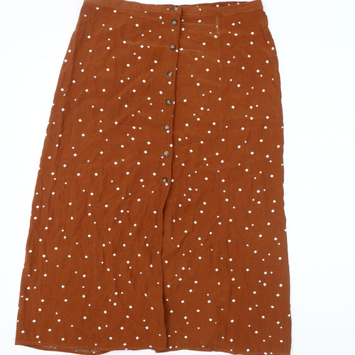Next Women's Brown Polka Dot Midi Skirt - Size 12