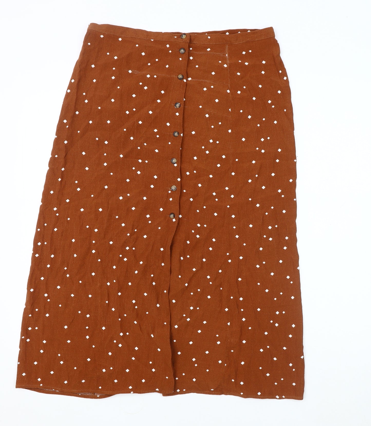 Next Women's Brown Polka Dot Midi Skirt - Size 12