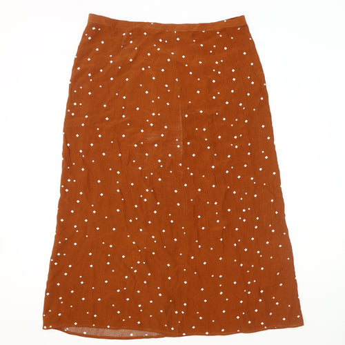 Next Women's Brown Polka Dot Midi Skirt - Size 12